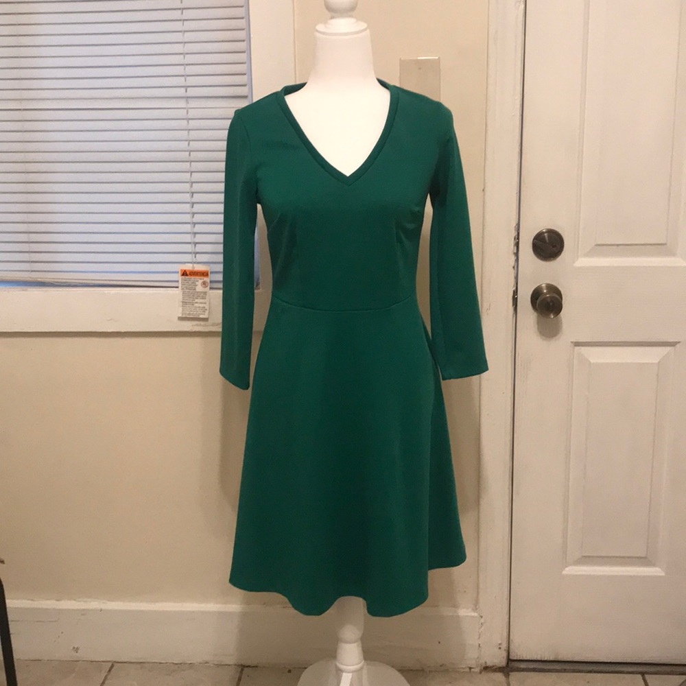 Emerald Dress with A Line Skirt